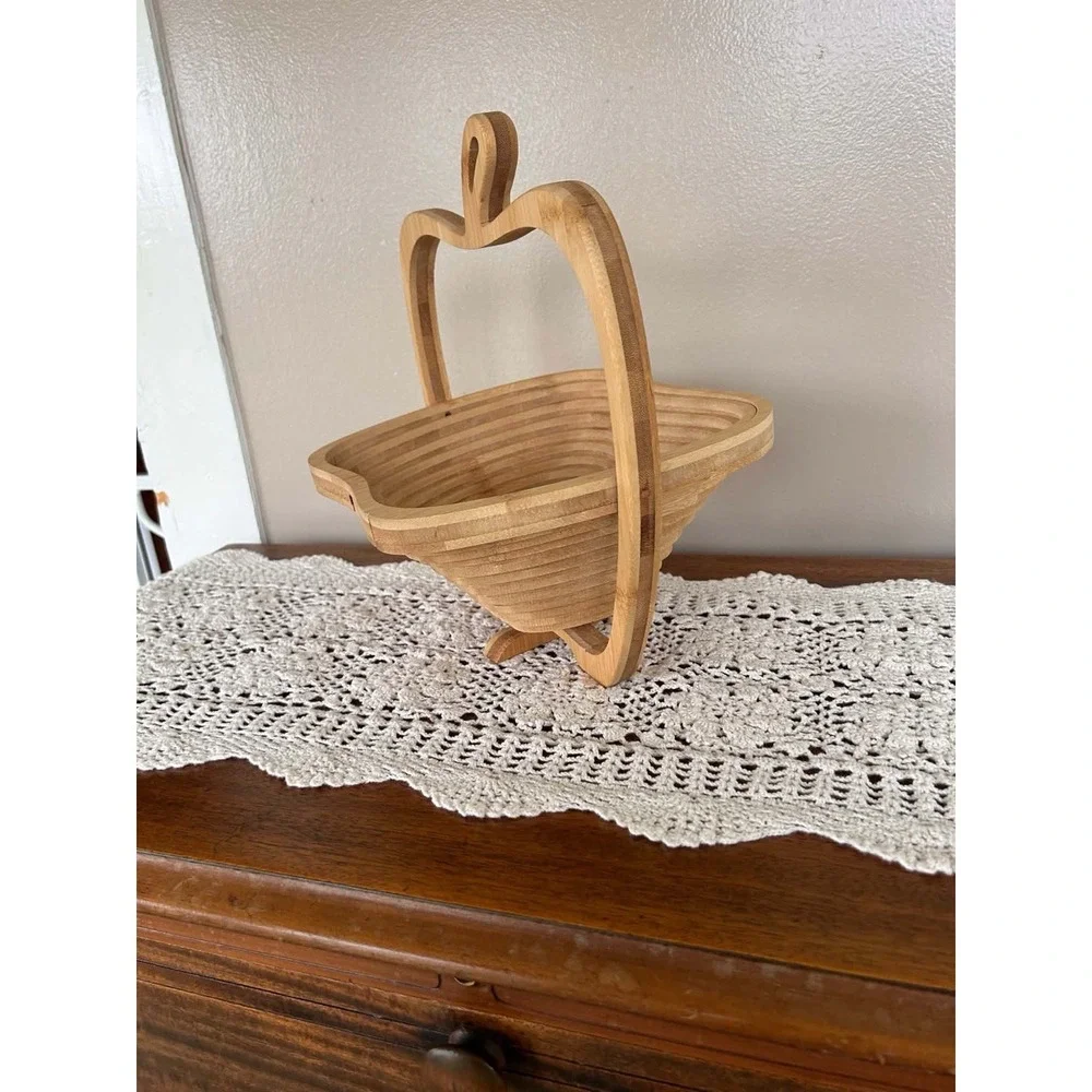 Bonnie & Pop Collapsible Wooden Fruit Bowl, Cutting Board, Trivet, Apple Shaped